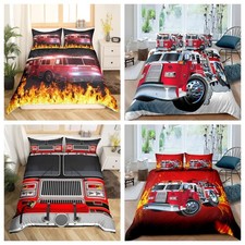 Rote Feuerwehrautos Bettbezug Bettwäsche Kissenbezüge 135x200 200x200 240x220
