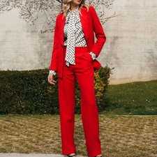 Damen 2-Teiler Blazer Wide Leg