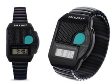 Flex-Armband SCHWARZ Sprechende Armbanduhr Blindenuhr ALARM Wecker Senioren Uhr