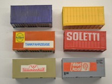 Seecontainer Container 20Fuss 6x für Eisenbahn H0 1:87 Ladegut beklebt -Set T