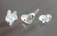 Setzkasten 3 Glas Miniaturen - Hase - Vogel - Elefant - Vintage - 80er / 90er