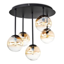 HOFSTEIN Isorella Deckenlampe aus Metall/Glas in Schwarz/Bernsteinfarben/Klar