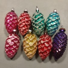 Alter Christbaumschmuck Zapfen Glas Schnee gepudert