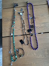 Exoal 3 wunderschöne Ketten und ein ARMBAND Statementkette, Boho Lila Neu *EXOAL