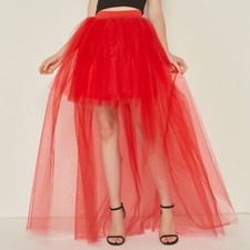 Lady Asymmetrical Mesh Tulle Tutu Skirt Swallowtail Bubble Club Fancy Dress Thin