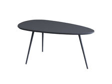 Couchtisch ovale Form graue Oberfläche vier Beine flach verpackt einfache Mon...