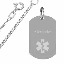 SOS Anhänger, Dog Tag Kette , 925er Sterling Silber- Inkl. Kette- pers.Gravur