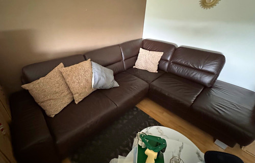 Ecksofa form leder braun - leder,
