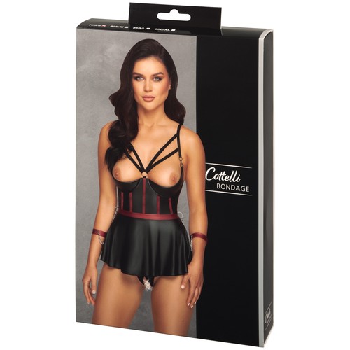 Cottelli babydoll schwarz rot - babydoll, schwarz/rot