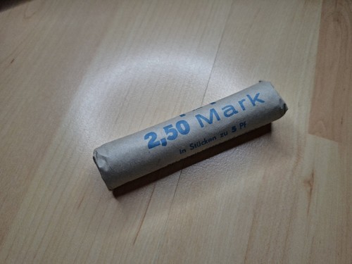 Ddr pfennig münzrolle - 5, 2.50m
