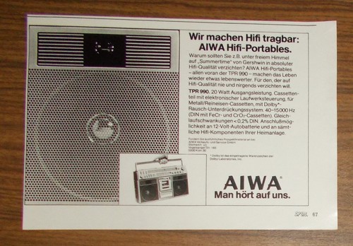 Seltene werbung aiwa tpr - werbung,