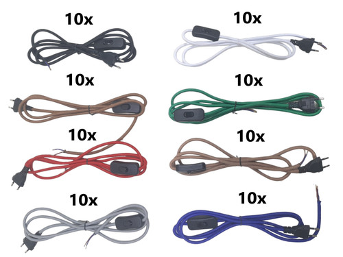 10x textilkabel weiß stoff - 10x,
