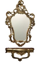 Wandspiegel Oval mit Wandkonsole Ablage Barock Antik Stil Prunkspiegel 50x76cm