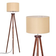 HOFSTEIN Tubione Stehlampe aus Holz/Metall im skandinavischen Design Stehleuchte