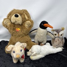 C708 Steiff 5 Kuscheltiere Stofftiere Konvolut Pinguin Molly Hase Eule