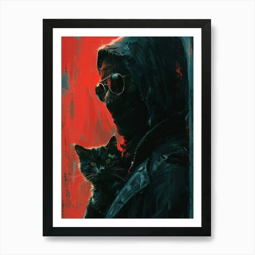 Schwarze katze 1 kunstdruck - katze",
