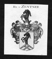 1820 - Zentner Wappen Adel coat of arms heraldry Heraldik Kupferstich