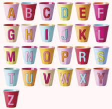 RICE Melamin Becher mit Buchstaben Rosatöne 