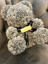 Rosenbär Rosen Bär 40cm Grau Rosen Box Teddybär Rosenbox Teddy Rose Baer GRAVUR