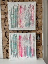 2 Bilder auf Leinwand, abstrakt, modern, Wanddeko, Unikat 50x50 cm