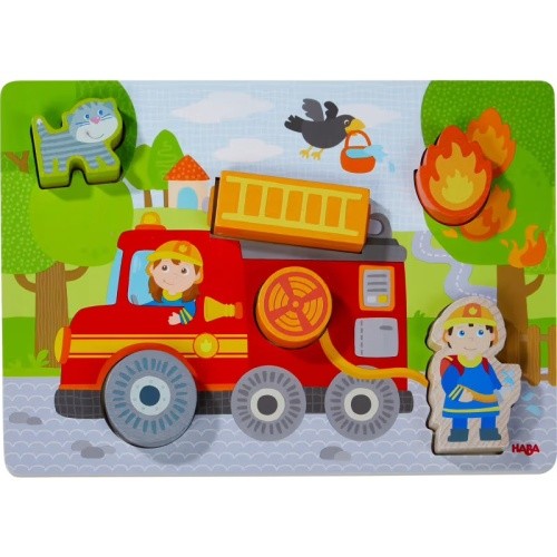 Haba holzpuzzle feuerwehrauto - holzpuzzle,