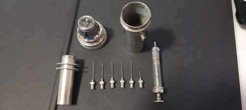 Vintage metallspritze set aus - set,