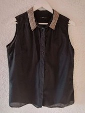 Damenbluse Perlenkragen Schwarz