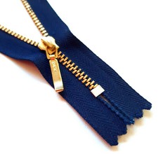 Reißverschluss unteilbar DUNKELBLAU Töne Größe 3 Metallkette diverse Varianten