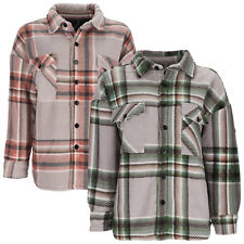Baumfuchs Damen Overshirt mit Karomuster - Hemd-Jacke mit Sherpa-Futter