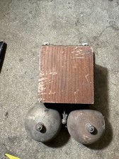 (N 11) Alte Doppelte Elektrische Klingel Holztelefon Dekoration Loft Chalet