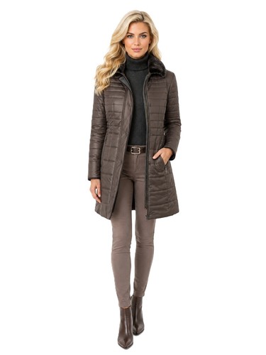 Mona stepp mantel - stepp, taupe