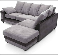 Ecksofa 5 Sitzer Schwarz & Grau Rechts L Form Stoff Leder