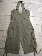 Kurzer khaki farbener Neckholder Overall Jumpsuit in der M