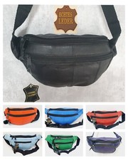 Bauchtasche echt Leder Damen Herren Tasche Gürteltasche schwarz Hüfttasche Sport