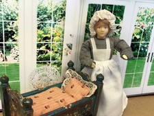 Erna Meyer Biegepuppe 14 cm, Hausmädchen, Nanny Köchin... f. Puppenstube M 1:10