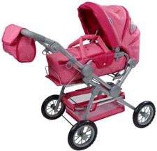 Puppenwagen Twingo-S fuchsia Princess mit Glitzerperlen