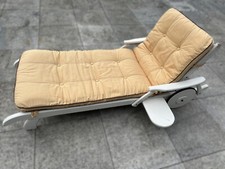 HERLAG Sonnenliege, Holz mit Auflage, weiß, einstellbar, Cocktailtisch, VINTAGE