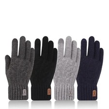 Warme Herren Touchscreen Handschuhe Strick mit Fleece für den Winter