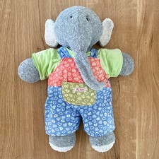 Sigikid Frottee Elefant grün-rot-blau ca. 39cm Plüsch Kuscheltier vintage
