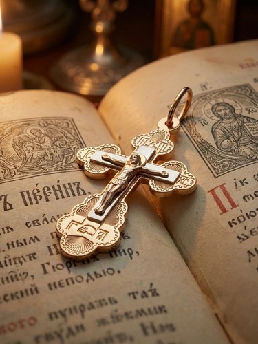 585 rotgold kreuz russisch - kreuz,