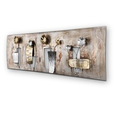 Wandbild aus Metall 3D Metallbild Deko Blumen Relief Handarbeit 120x40cm