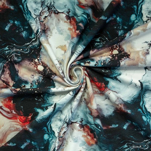 Jersey marble blau petrol - blau,