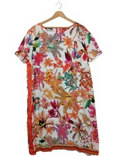 CLARINA COLLECTION Schlauchkleid Damen Kleid Gr. DE 44 weiß-rot-grün Casual-Look