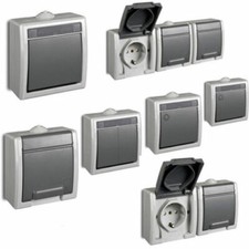 Steckdose Schalter Schuko AP Feuchtraum IP55 16A 250V Aufputz Aufputzsteckdose 