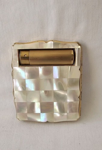 Vintage perlmutt puderdose - vintage,