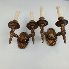 2er - Set Wandleuchter  mit 2-Armen goldfarben alter Kerzenhalter elektrisch