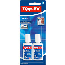 Tipp-Ex Rapid, 2 x 25 ml Korrekturflüssigkeit, Korrekturfluid mit Auftragsschwäm