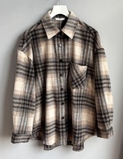 Damen Gr. S M L XL 36 38 40 42 Braun Beige Flanell Hemdbluse Overshirt kariert