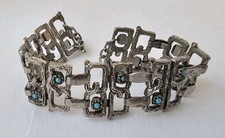 Filigranes Jugendstil Armband Vintage versilbert Gliederarmband m.Steinen