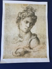 Kunstdruck Michelangelo Buonarotti, Disegno N.76, Cleopatra, Firenze, L. 500